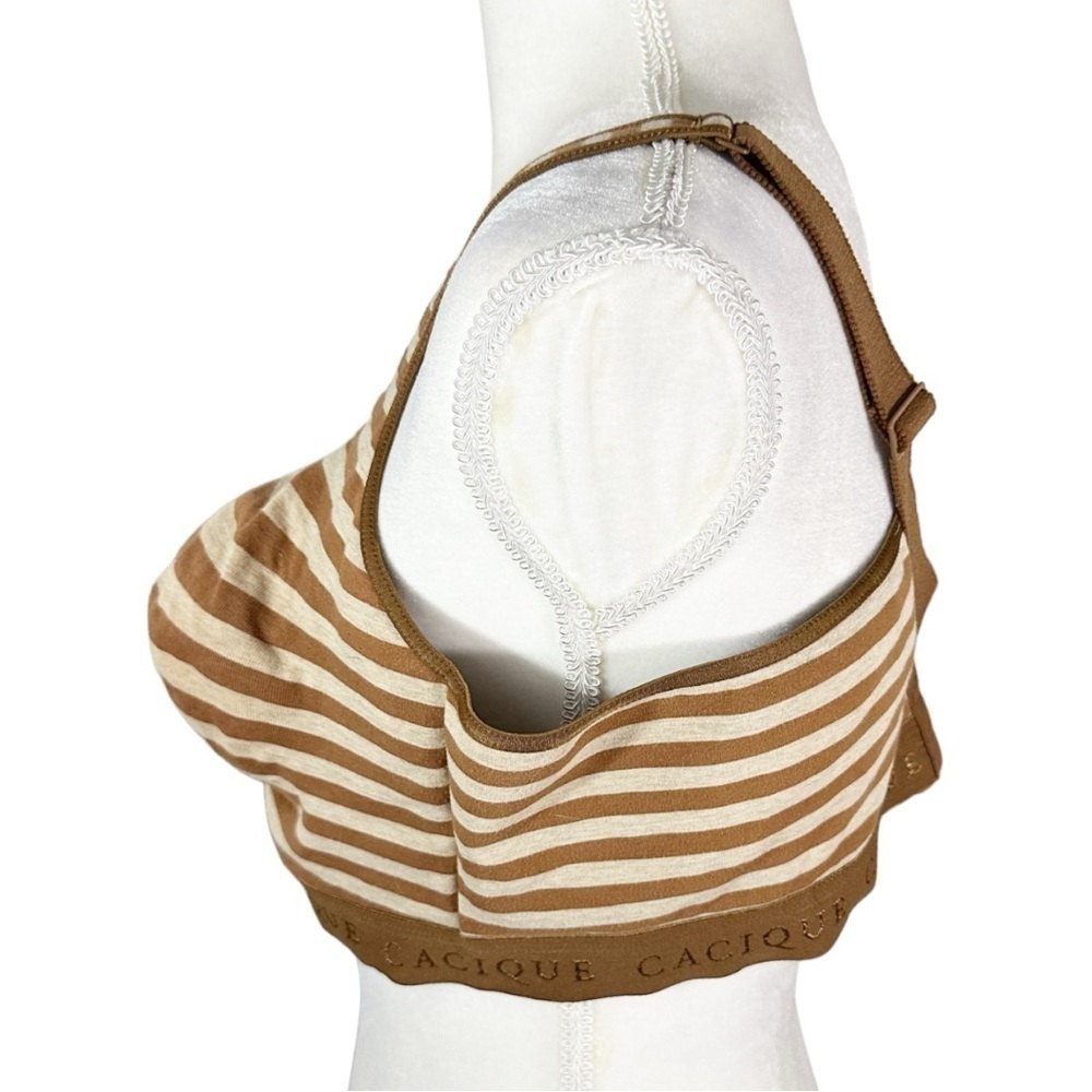 🌸Cacique- Brown/Tan Strip No Wire Bra- Size 42D RN118641 - Picture 4 of 7